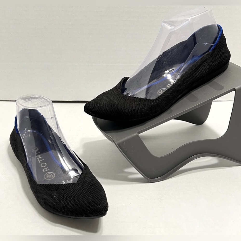 Rothy's The Point in Solid Black Ballet Flat Shoes Sustainable Knit Flat